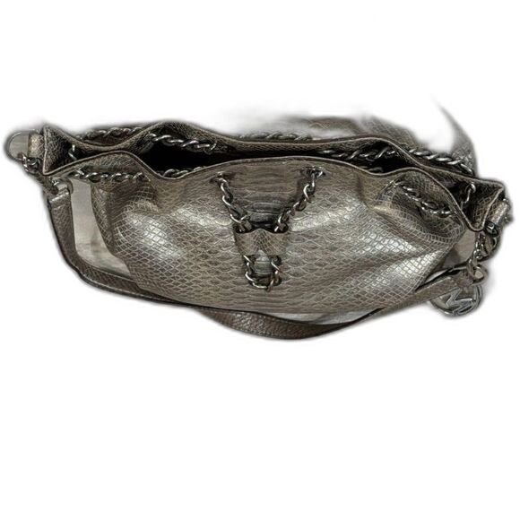 Michael Kors Metallic Python Embossed Chain Tote Bag - Picture 8 of 8